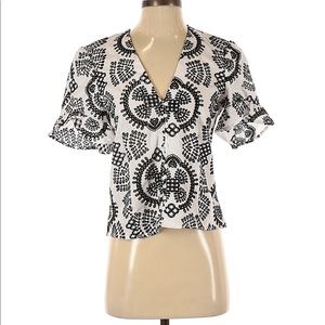 NWT ZARA Short Sleeve, V-Neck Blouse